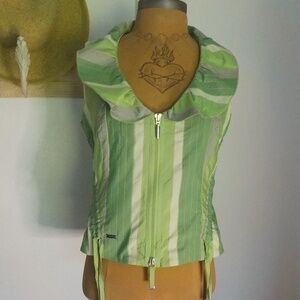 Green Stripe Zip Top